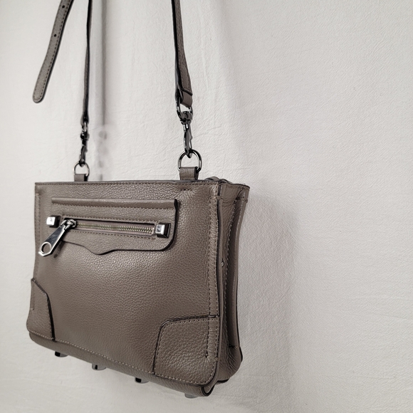 Rebecca Minkoff Avery Crossbody Bag Taupe Leather Gunmetal Hardware - Picture 12 of 16